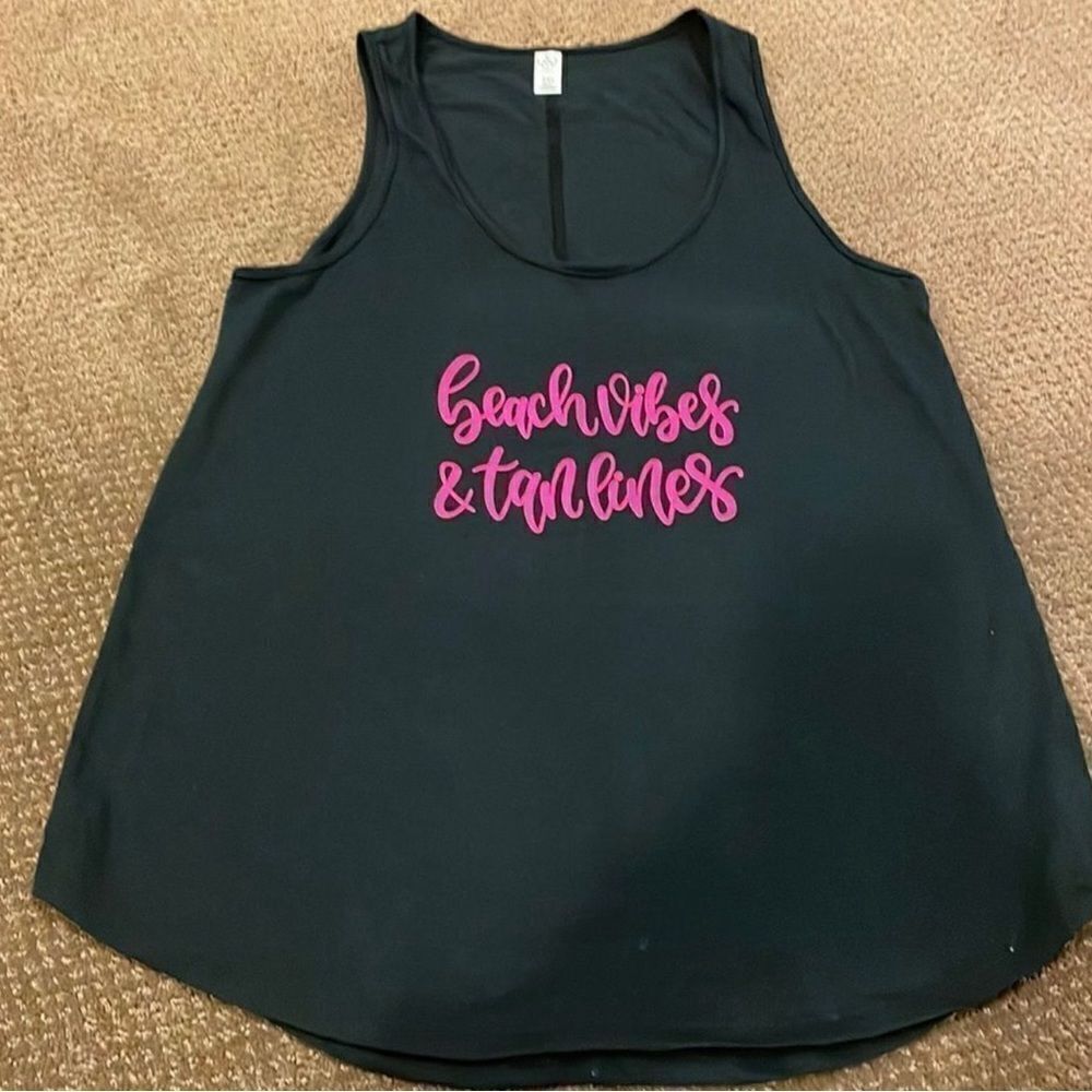 Alternative Black Tank Top with Hot Pink Writing